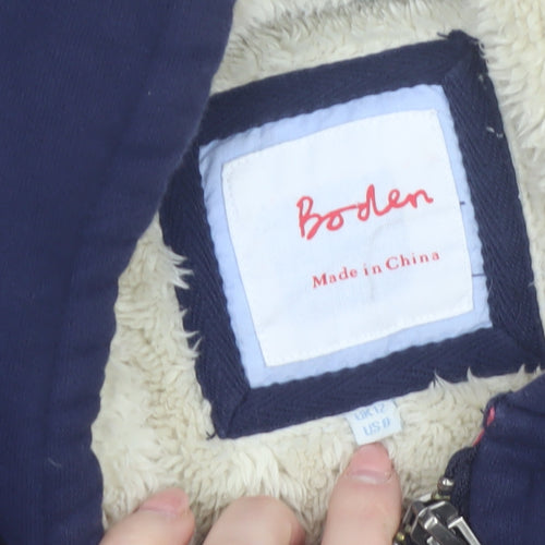 Boden Women's Navy Full Zip Hoodie UK 12 Sherpa Lined Warm Casual