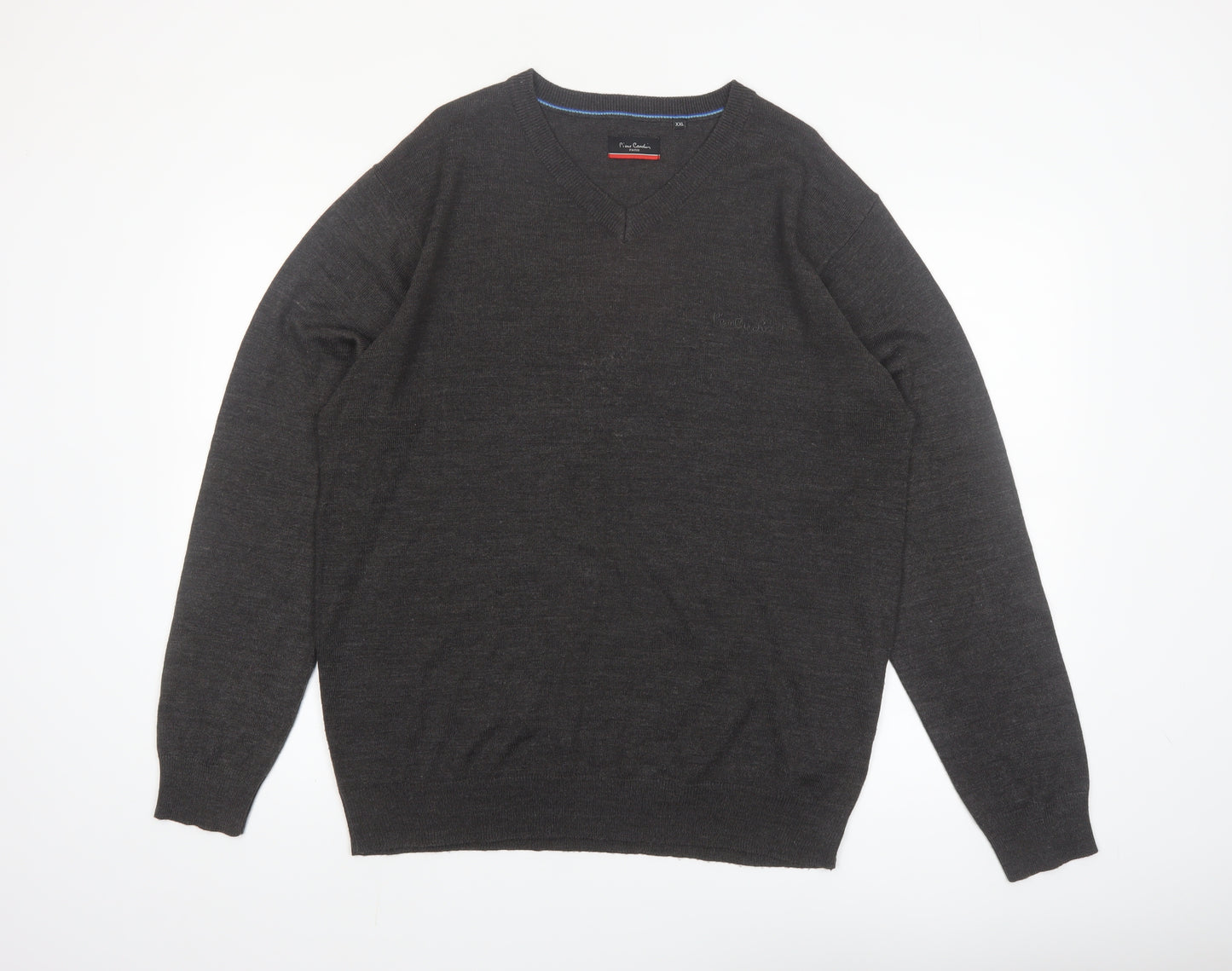 Pierre Cardin Men’s Grey 2XL V-Neck Acrylic Pullover Jumper