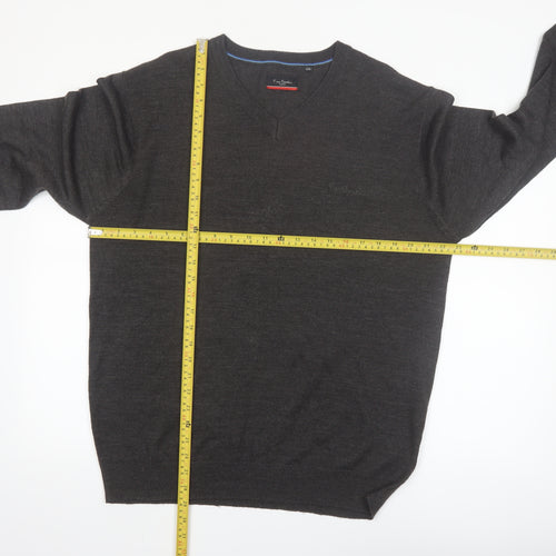 Pierre Cardin Men’s Grey 2XL V-Neck Acrylic Pullover Jumper