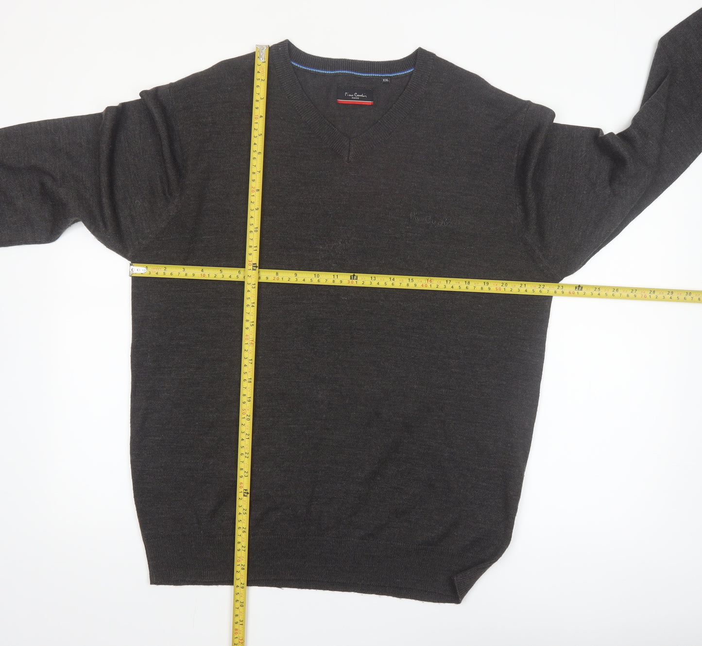 Pierre Cardin Men’s Grey 2XL V-Neck Acrylic Pullover Jumper