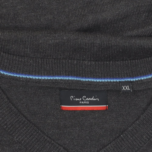 Pierre Cardin Men’s Grey 2XL V-Neck Acrylic Pullover Jumper