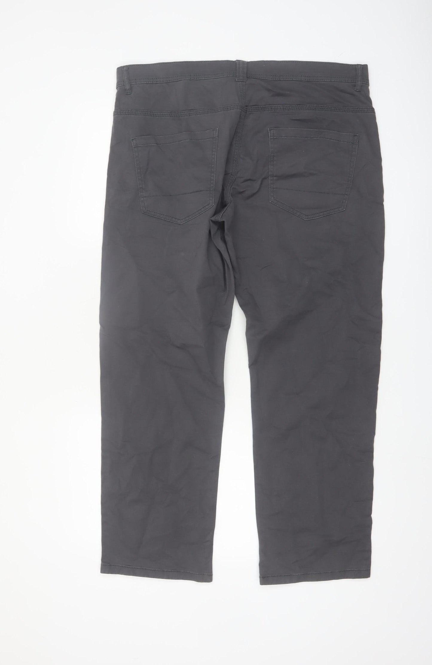 Dunnes Stores Men's Charcoal Chino Trousers Size 38W 30L Cotton Blend