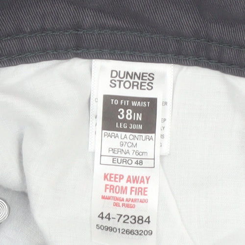 Dunnes Stores Men's Charcoal Chino Trousers Size 38W 30L Cotton Blend