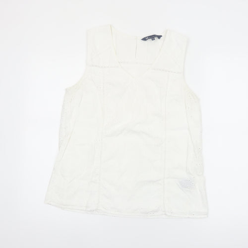 Crew Clothing Company Women's White Cotton Sleeveless Blouse Size 12