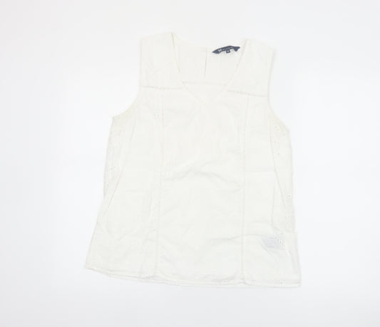 Crew Clothing Company Women's White Cotton Sleeveless Blouse Size 12