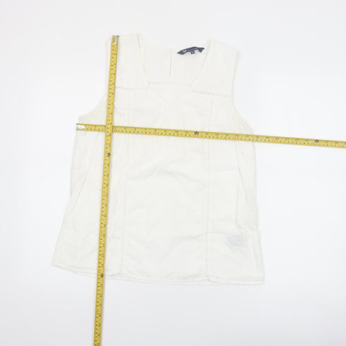 Crew Clothing Company Women's White Cotton Sleeveless Blouse Size 12