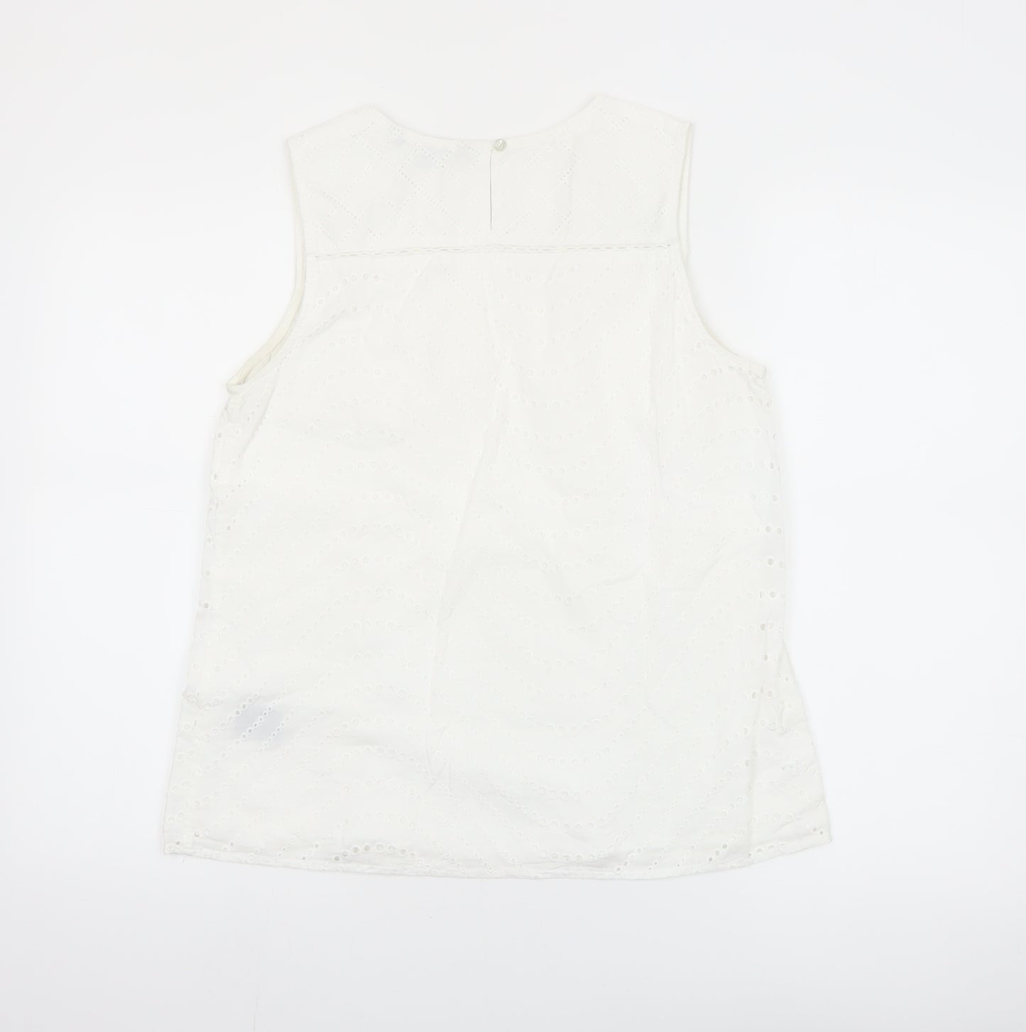 Crew Clothing Company Women's White Cotton Sleeveless Blouse Size 12