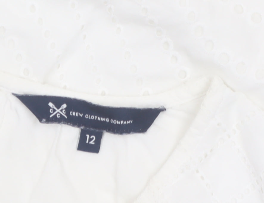 Crew Clothing Company Women's White Cotton Sleeveless Blouse Size 12