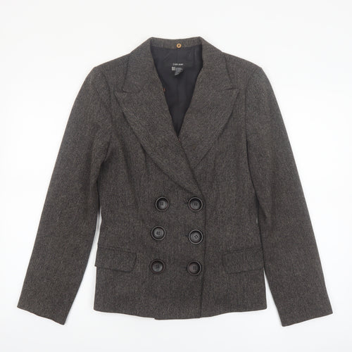Zara Women Brown Tweed Double-Breasted Blazer M Classic Workwear