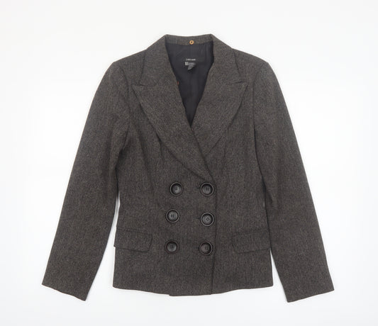 Zara Women Brown Tweed Double-Breasted Blazer M Classic Workwear