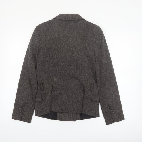 Zara Women Brown Tweed Double-Breasted Blazer M Classic Workwear