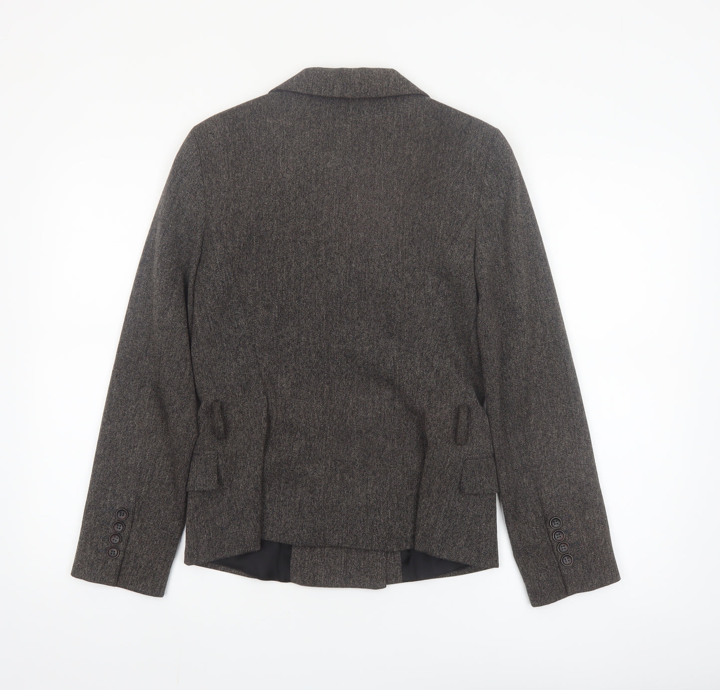 Zara Women Brown Tweed Double-Breasted Blazer M Classic Workwear