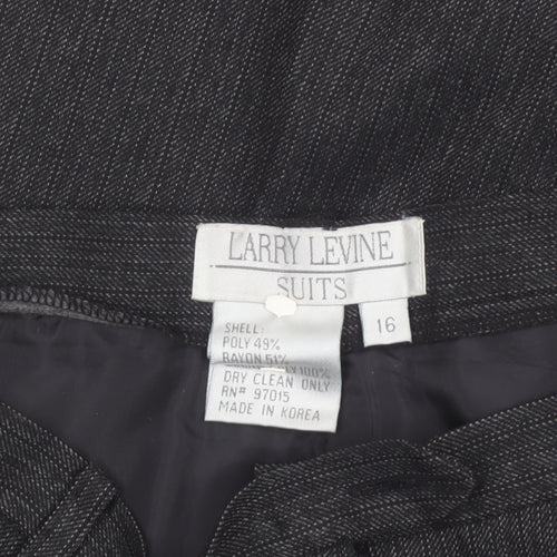 Larry Levine Women’s Grey Pleated Dress Pants Size 16 Tailored Twill Trousers