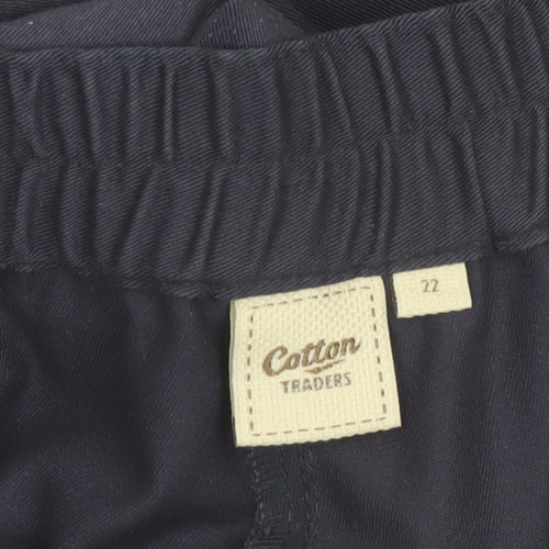 Cotton Traders Women’s Blue Elastic Waist Cargo Trousers Size 22