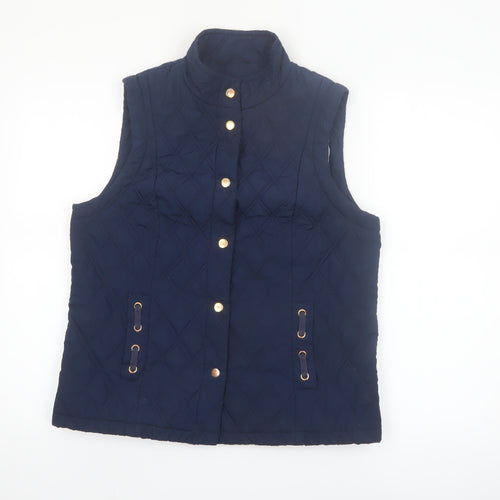 Marks and Spencer Women Blue Quilted Padded Waistcoat Size 12