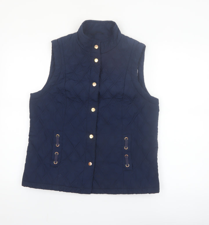 Marks and Spencer Women Blue Quilted Padded Waistcoat Size 12