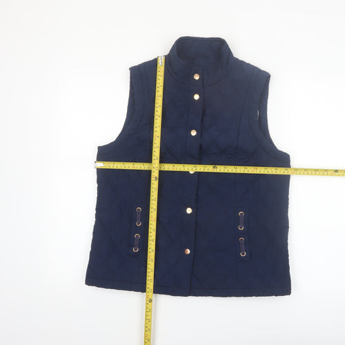 Marks and Spencer Women Blue Quilted Padded Waistcoat Size 12