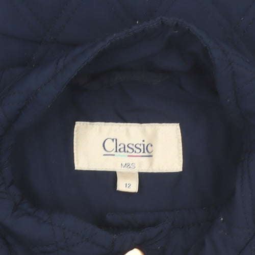 Marks and Spencer Women Blue Quilted Padded Waistcoat Size 12