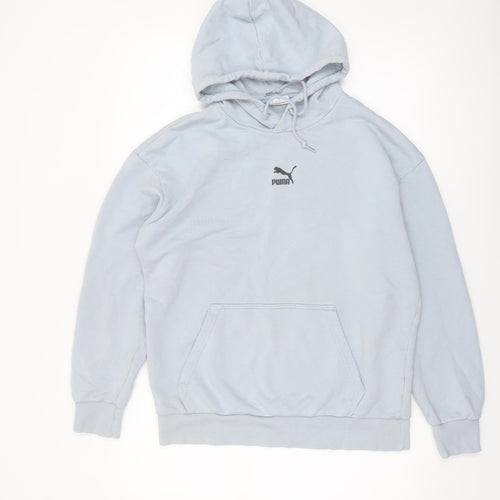 Puma Women's Light Blue Pullover Hoodie Small Cotton Blend
