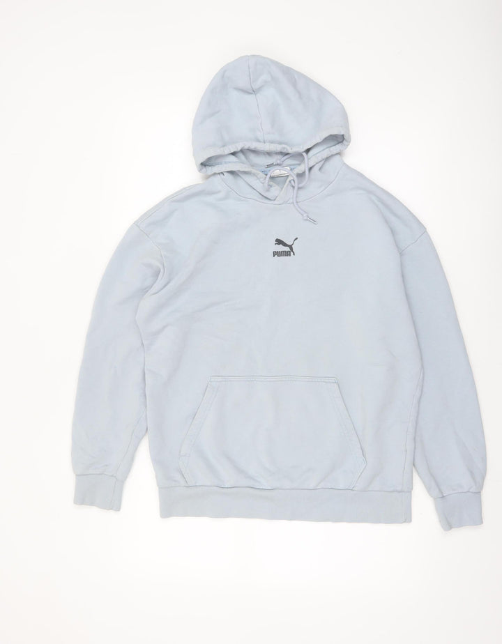 Puma Women's Light Blue Pullover Hoodie Small Cotton Blend