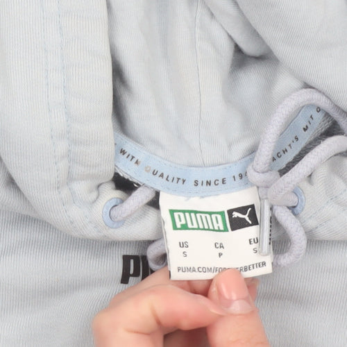 Puma Women's Light Blue Pullover Hoodie Small Cotton Blend