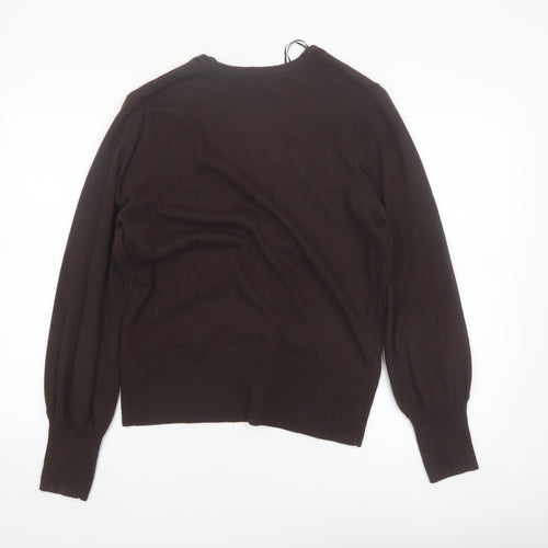 Monsoon Women Brown V-Neck Cardigan UK 16 Cotton Blend Knit