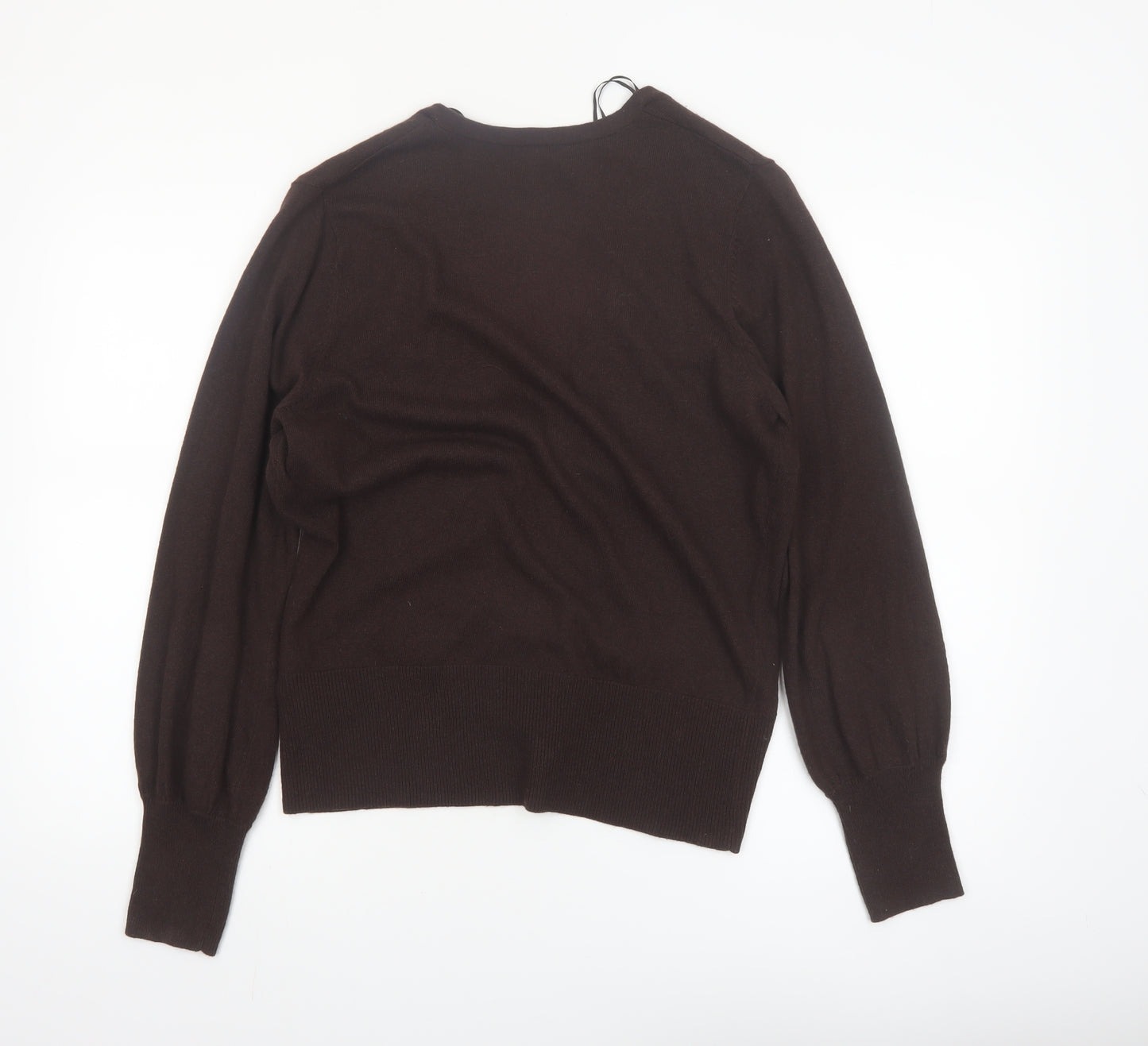 Monsoon Women Brown V-Neck Cardigan UK 16 Cotton Blend Knit