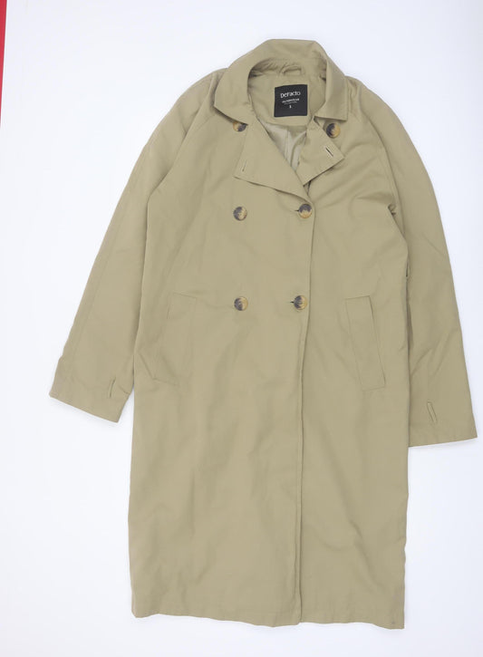 DeFacto Women’s Beige Trench Coat Long Cotton Blend S
