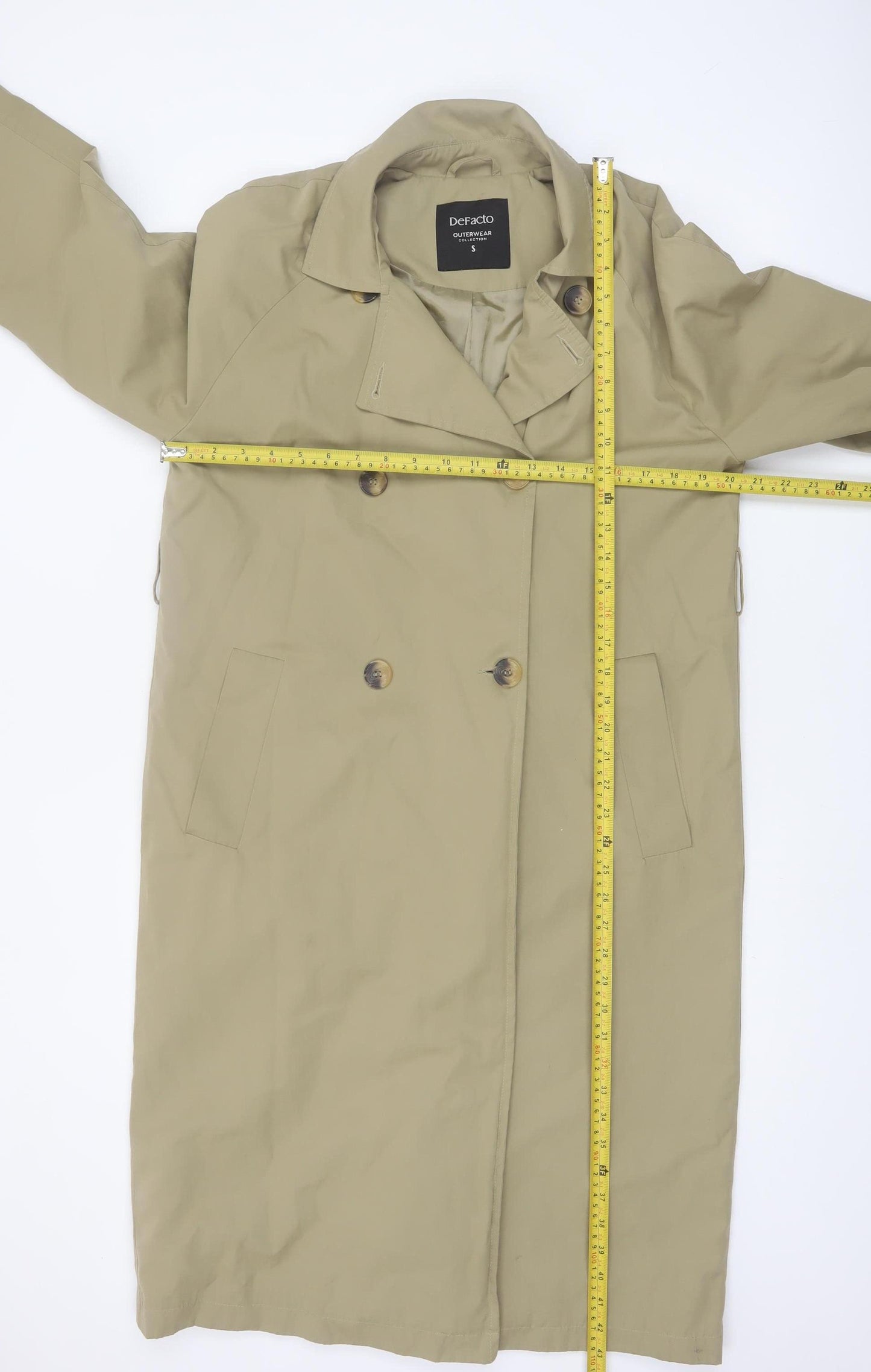 DeFacto Women’s Beige Trench Coat Long Cotton Blend S