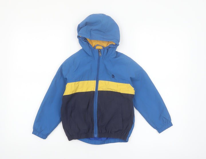 Original Penguin Boys Blue Colourblock Hooded Windbreaker Jacket 4-5 Years