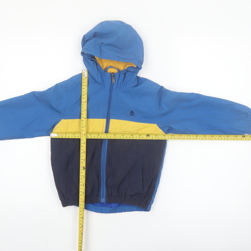 Original Penguin Boys Blue Colourblock Hooded Windbreaker Jacket 4-5 Years