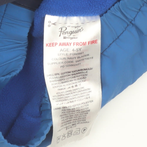 Original Penguin Boys Blue Colourblock Hooded Windbreaker Jacket 4-5 Years