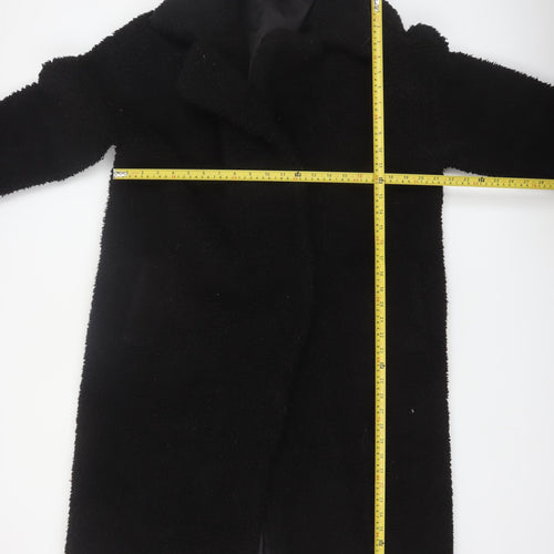 New Look Women's Black Long Teddy Coat Size L Winter Outerwear