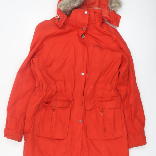 Regatta Womens Red Waterproof Parka Coat UK 14 Hooded Faux Fur Outdoor