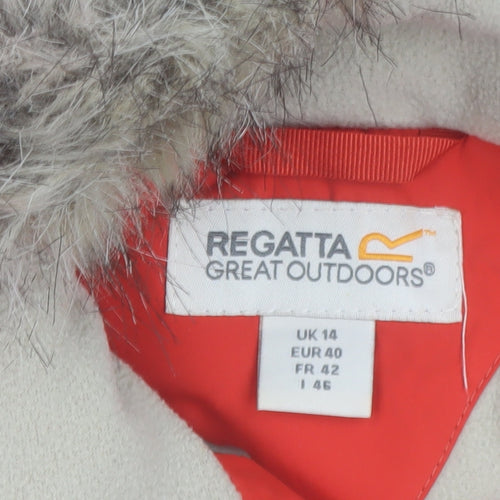 Regatta Womens Red Waterproof Parka Coat UK 14 Hooded Faux Fur Outdoor
