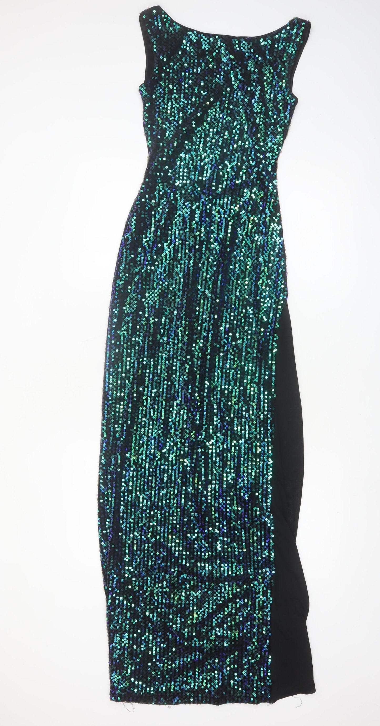 Rare London Women’s Green Sequin Bodycon Long Dress Size 6