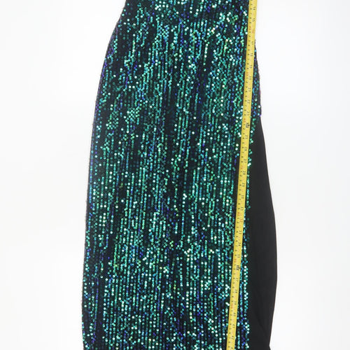 Rare London Women’s Green Sequin Bodycon Long Dress Size 6