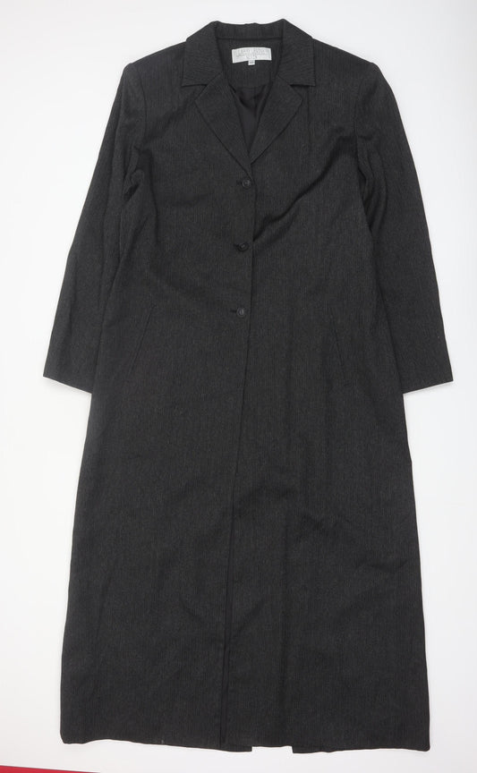 Larry Levine Women’s Grey Pinstripe Long Overcoat Size 16