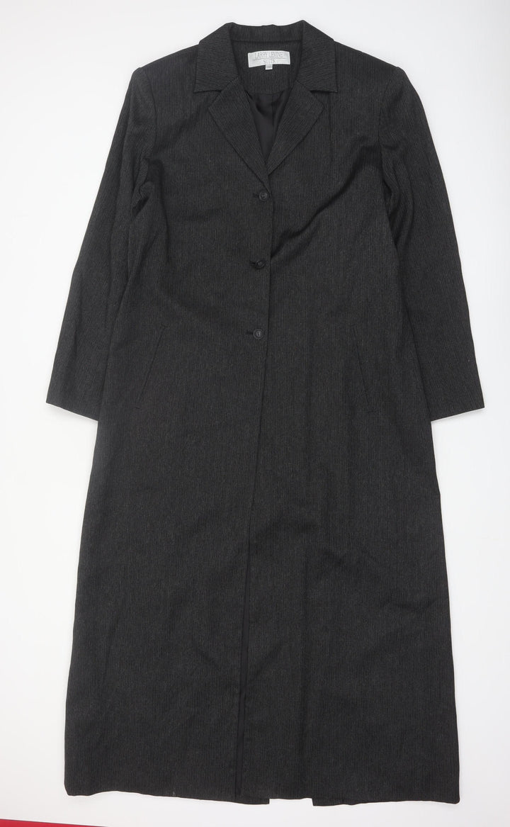 Larry Levine Women’s Grey Pinstripe Long Overcoat Size 16
