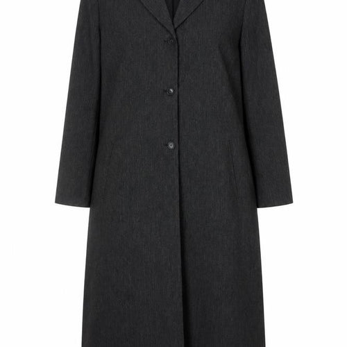 Larry Levine Women’s Grey Pinstripe Long Overcoat Size 16