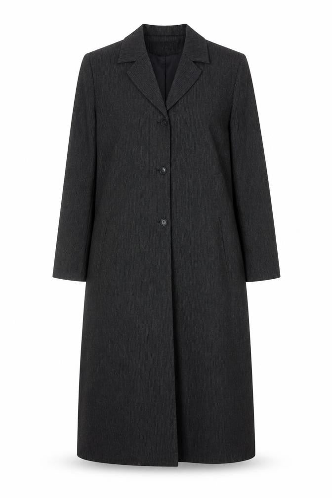 Larry Levine Women’s Grey Pinstripe Long Overcoat Size 16