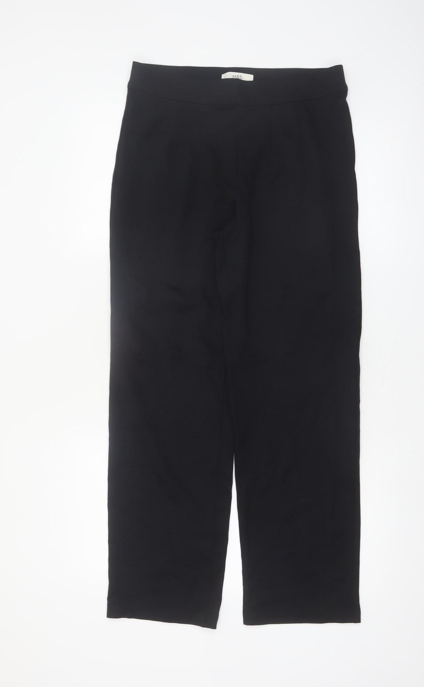 Marks and Spencer Women Black Size 12 Regular Stretch Trousers