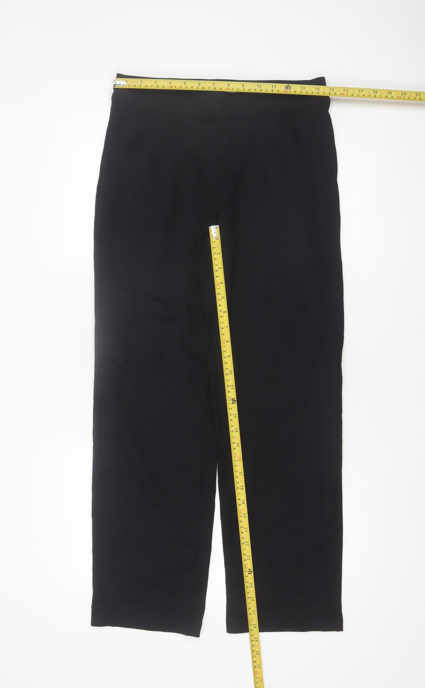 Marks and Spencer Women Black Size 12 Regular Stretch Trousers