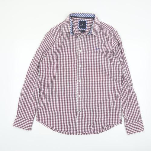 Crew Clothing Company Men's Red Check Classic Fit Long Sleeve Button-Up Shirt M