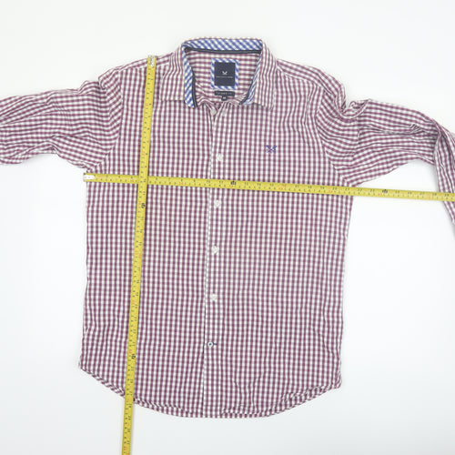 Crew Clothing Company Men's Red Check Classic Fit Long Sleeve Button-Up Shirt M