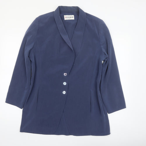 Windsmoor Women's Blue Shawl Lapel Single-Breasted Blazer Size 14
