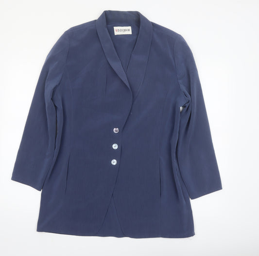 Windsmoor Women's Blue Shawl Lapel Single-Breasted Blazer Size 14