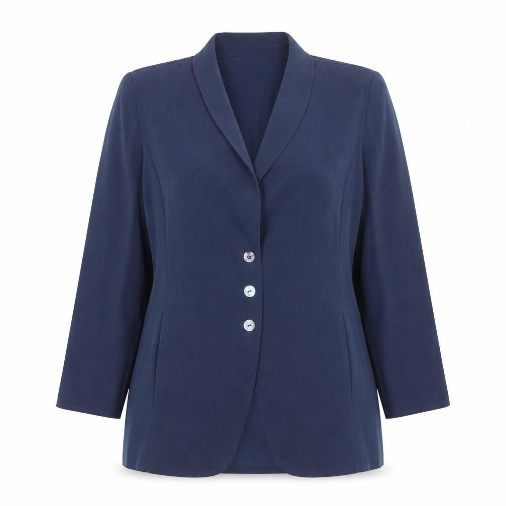 Front view of Windsmoor Women's Blue Shawl Lapel Single-Breasted Blazer, size 14