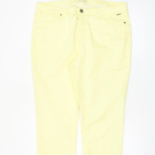 Marks and Spencer Women's Yellow Cropped Stretch Trousers Size 18