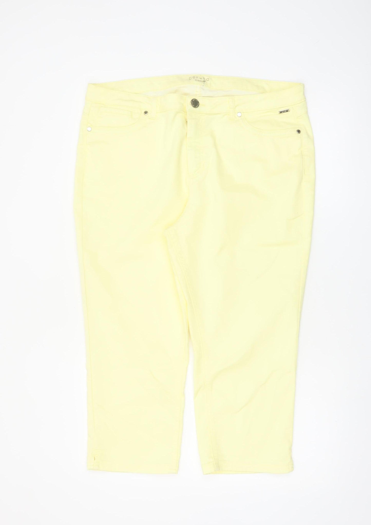 Marks and Spencer Women's Yellow Cropped Stretch Trousers Size 18